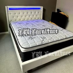 NEW QUEEN BED FRAME WITH MATTRESS 
