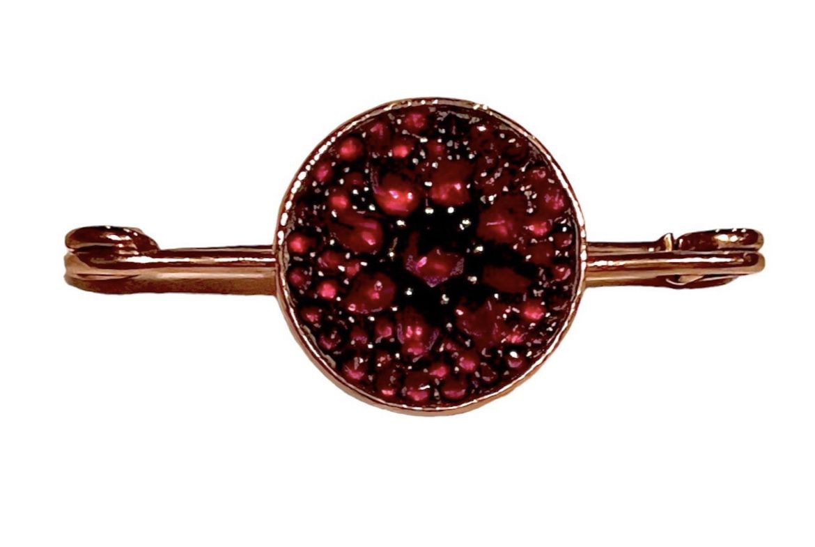 9CT GOLD VINTAGE ANTIQUE BOHEMIAN GARNET BROOCH PIN ESTATE JEWELRY 6.8G-CLASSIC