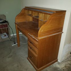 Wood Oak Rollup Desk