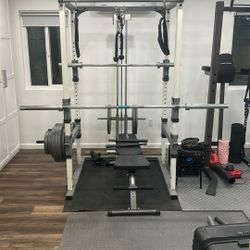 Full HOME GYM with Bench Press, Squat Rack, And 400+ In Weight