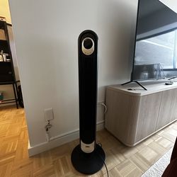 Black standing floor fan