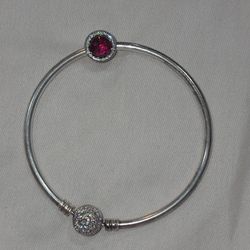 Authentic Pandora Disney Beauty & the Beast Enchanted Rose Charm Bracelet 🌹