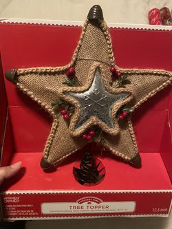 Christmas Tree Topper Star Burlap 