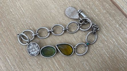 Lia Sophia Silver Bracelet With Green And Yellow Accents