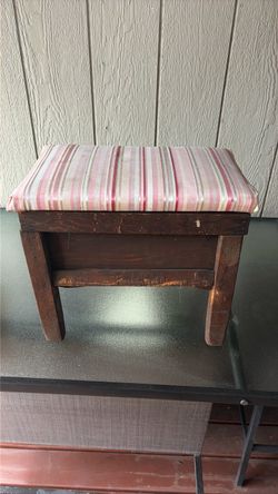 Wooden Footstool with Upholstered Cushion Top