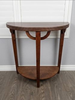 Vintage-Half  Round Style Dark Wood Demilune Entryway/ Accent Table
