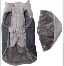 Fleece Dog Hoodie for Large Dogs Super Warm Doggie Jacket for Cold Winter Dog Coats,Grey XXXL