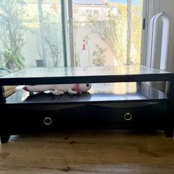 Black Wood Coffee Table With Glass Top