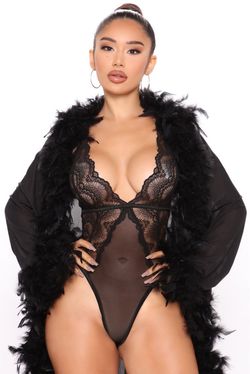 Fashion Nova - Light As A Feather Mesh Long Robe