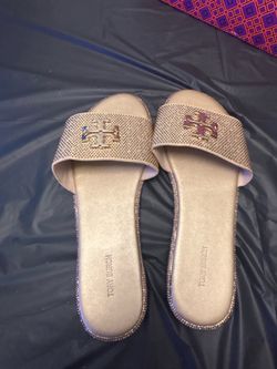 Gold tory burch glittery sandals