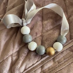 1. Pastel Harmony Bead Necklace with delicate Ribbon