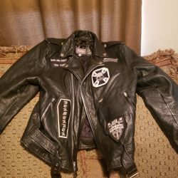 LEATHER COAT WITH BLS COLORS