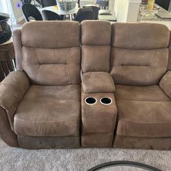 Brown Suede love Seat
