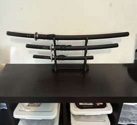 3-Piece Japanese Samurai Sword Display Set w/ Stand