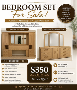 Light Oak Bedroom Set with Dresser and Mirror