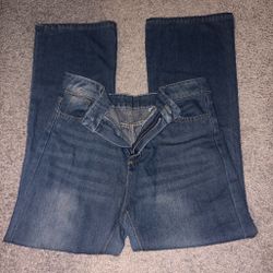 Dark wash low rise flare jeans