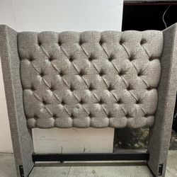 Queen Size Upholstered Bed Frame w/ Storage Drawer & Slats