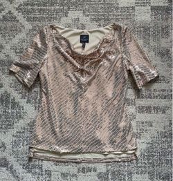 Adrianna Papell rose gold sequin elegant top Size 6
