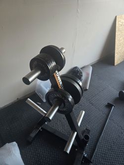 Powertec Standard Weight Plates with Rack and Bars