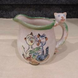 Vintage Cat Handle Creamer Pitcher Japan

