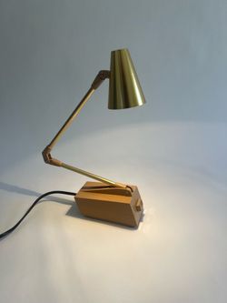 MCM Tensor Model 7100 "Diax" Adjustable Desk Lamp Beige w/ Gold Accents