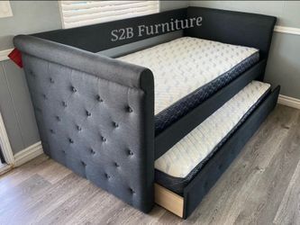Twin/twin Size Charcoal Daybed With Ortho Mattress