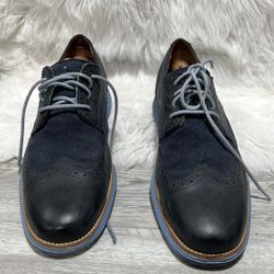 Cole Haan Lunargrand Oxford Wingtip Blue Leather Shoes C13198 Mens Size 13 M