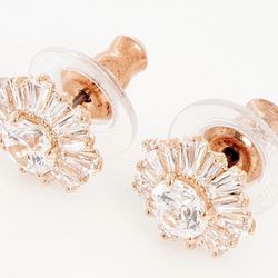 Swarovski Sunshine stud earrings Mixed cuts, Sun, White Rose gold. 