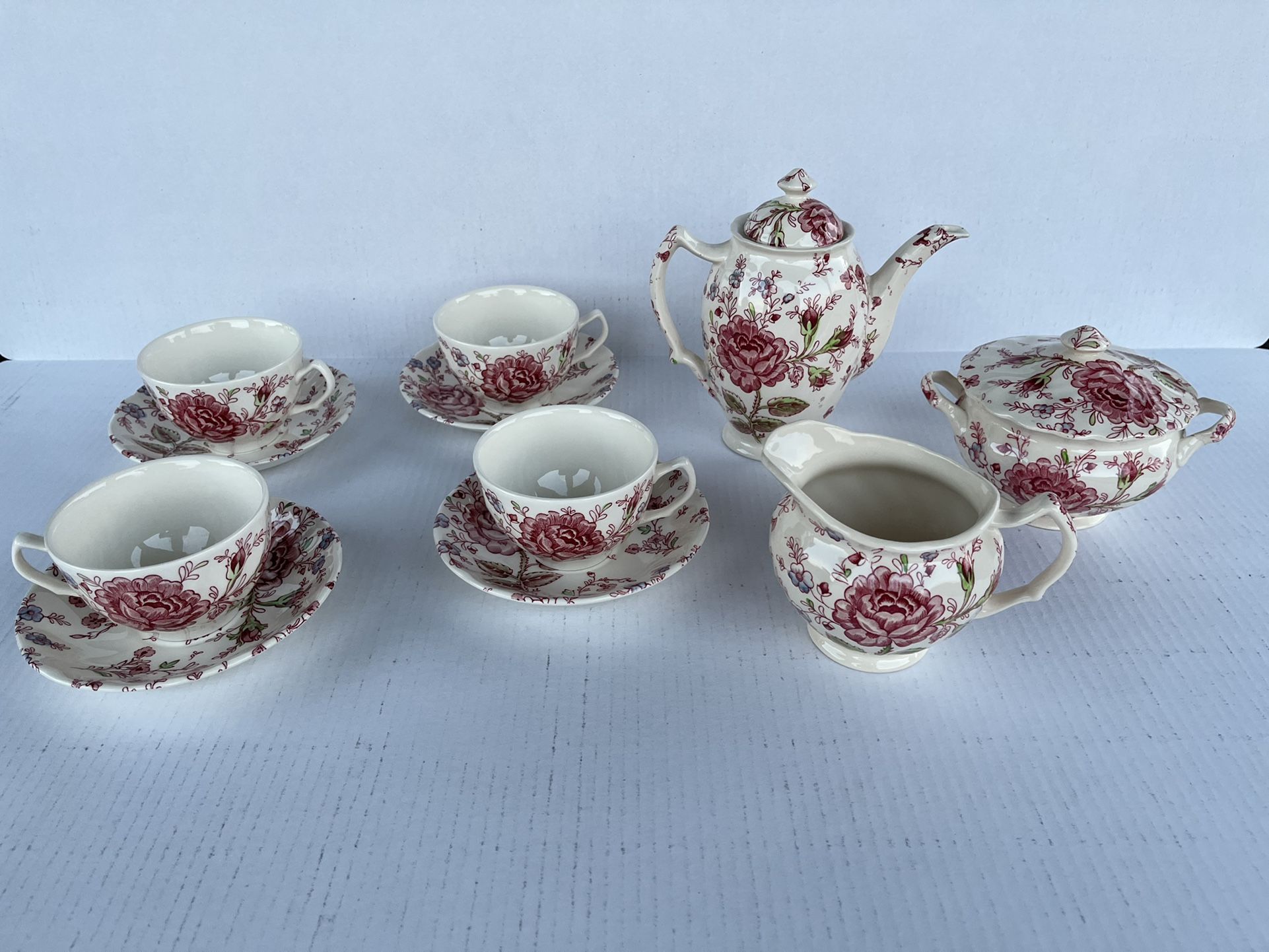 Fine China Coffee Tea Set - Rose Chintz Pink by Johnson Brothers England