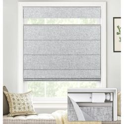 No Drill TDBU Cordless Roman Window Shades 100% Blackout, Fabric, 45"W x 64"H