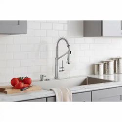 Gage Single-Handle Spring Neck Pull-Down Sprayer Kitchen Faucet