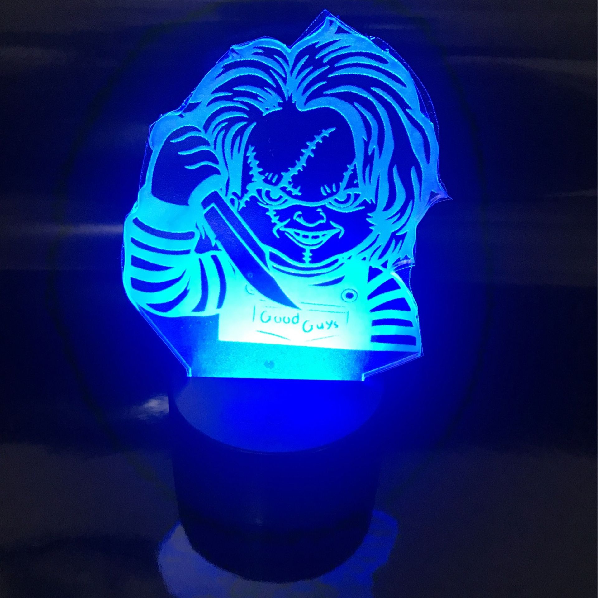Child’s Play Custom laser Engraved Chucky Bust 3D Acrylic LED Night Lamp