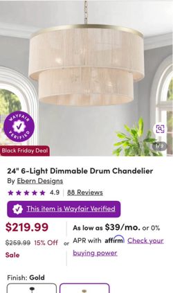 6 Light Dimmable Drum Chandelier 