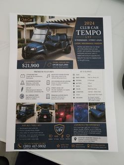 2024 Club Car Tempo | 6-Passenger LSV | Fully Loaded | Street Legal | Like New