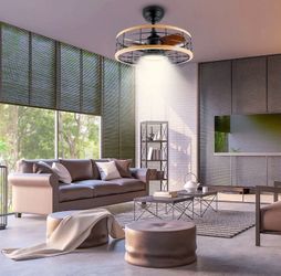 🌟 NEW 18” Modern Caged Ceiling Fan with LED Light & Remote 🌟
