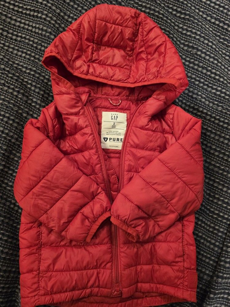 Like New Gap 2T Water Resistant Puffy Jacket