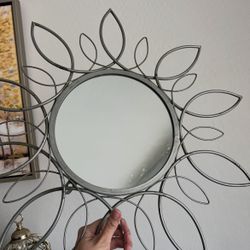 Sunburst Metal Silver Wall Accent Mirror 22in