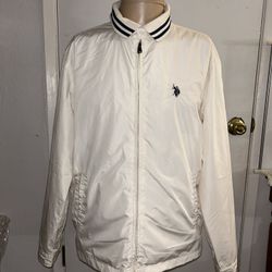 US POLO ASSN SINCE 1890 WHITE WINDBREAKER Jacket Coat MENS Zip Up Sz M