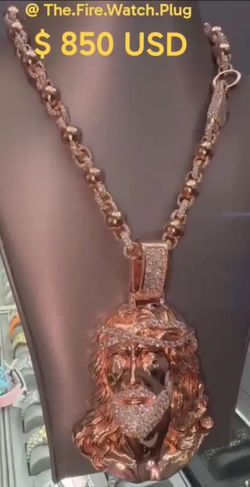 Moiisanite Jesus Face With Ball Chain Rose Gold