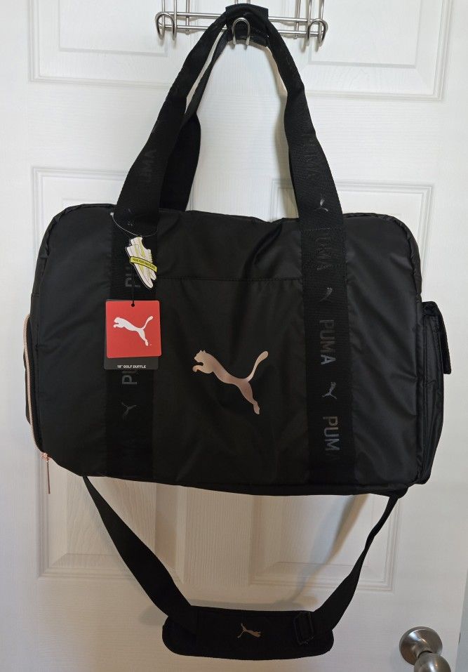 PUMA 18" Golf* Duffle Bag - Black w/Rose Gold Insignias & Zipper