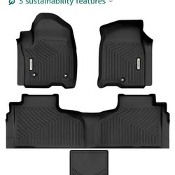 OEDRO Floor Mats Compatible with 2021-2024 Chevrolet Tahoe/GMC Yukon(Yukon Denali)/Cadillac Escalade (Only Fits with 2nd Row Bucket Seats), Black TPE 