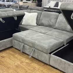 New Sleeper Sectional Couch With Storage / Free Delivery 