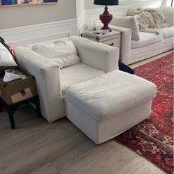 Pottery Barn Chair Ottoman. 