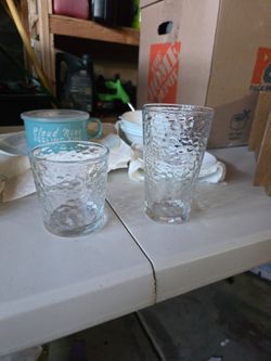 Hammered Glass Drinking Glasses Set of 14
