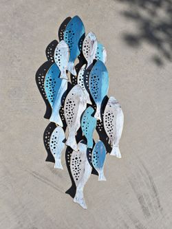 Metal School of Fish Wall Art