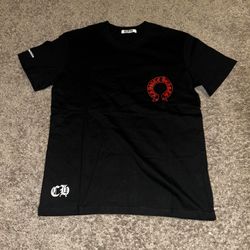 Black Chrome Hearts Cemetery Cross Red Horseshoe short-sleeve t-shirt