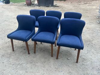 6 blue wing back chairs from World Market