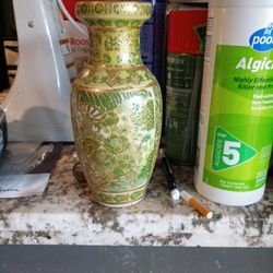 Antique Chinese Asian Floral Vase 18"