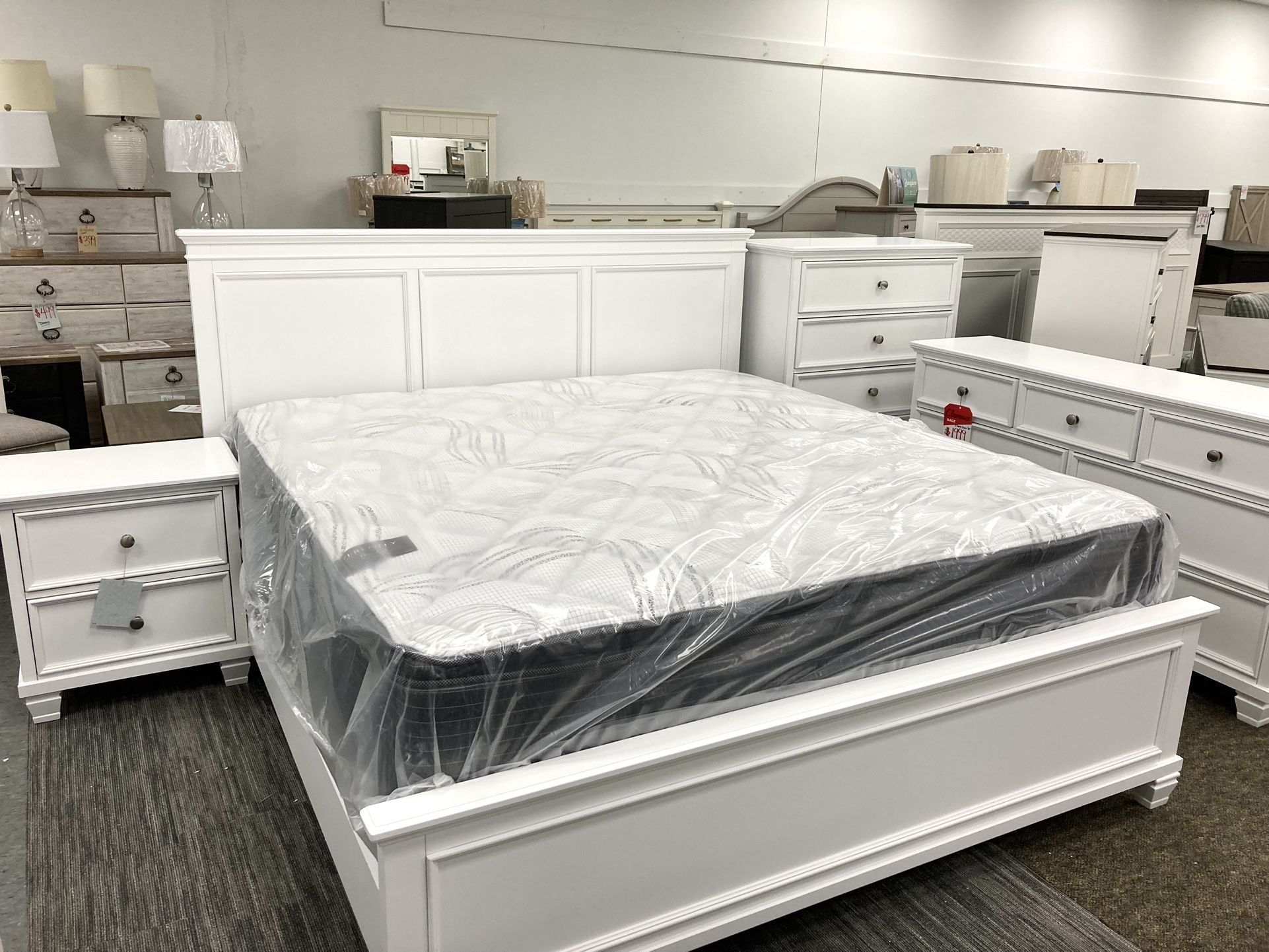 New King White Bed — SPECIAL