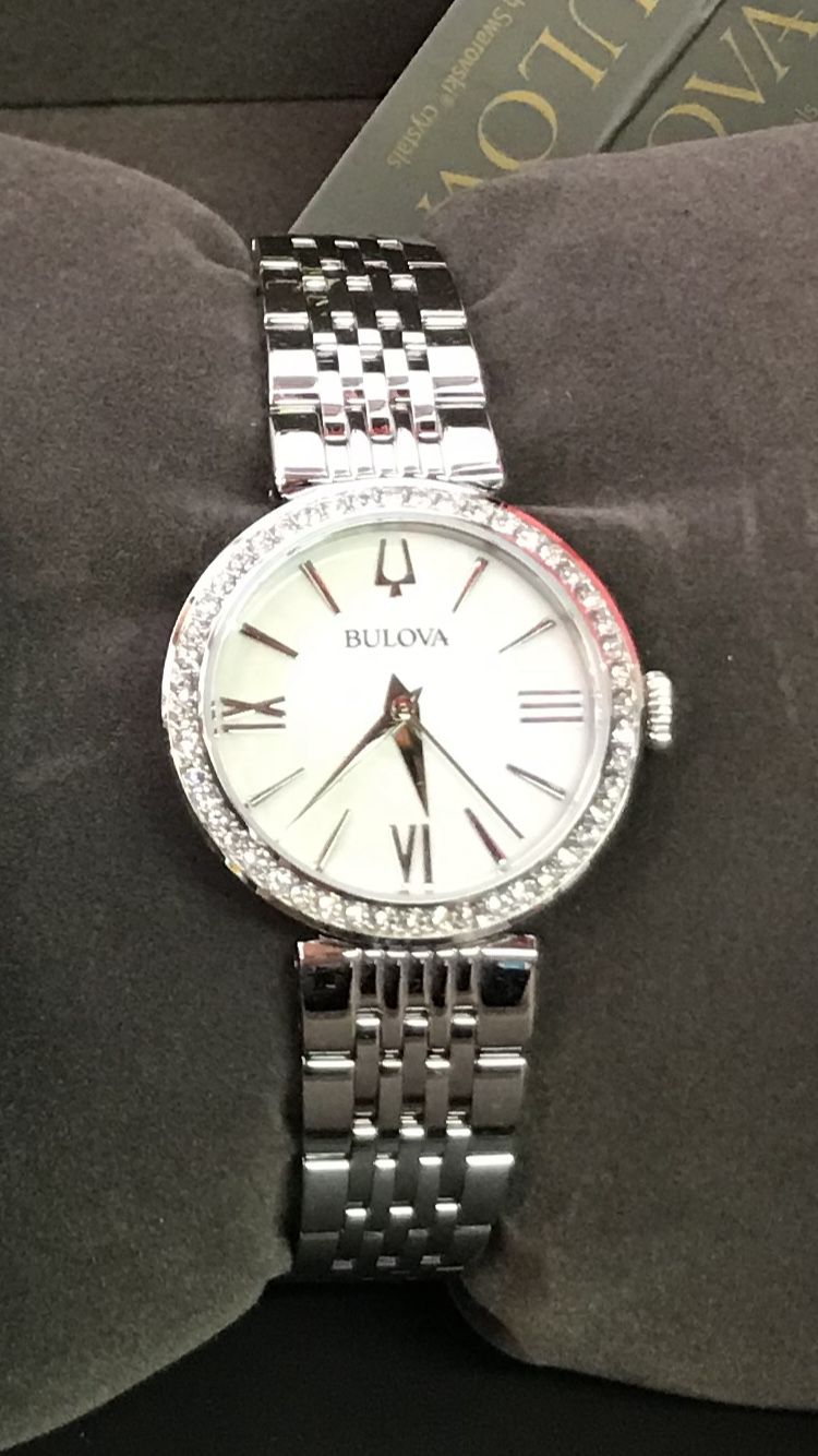 Bulova Women's Swarovski Crystal White Mother of Pearl 26mm Watch